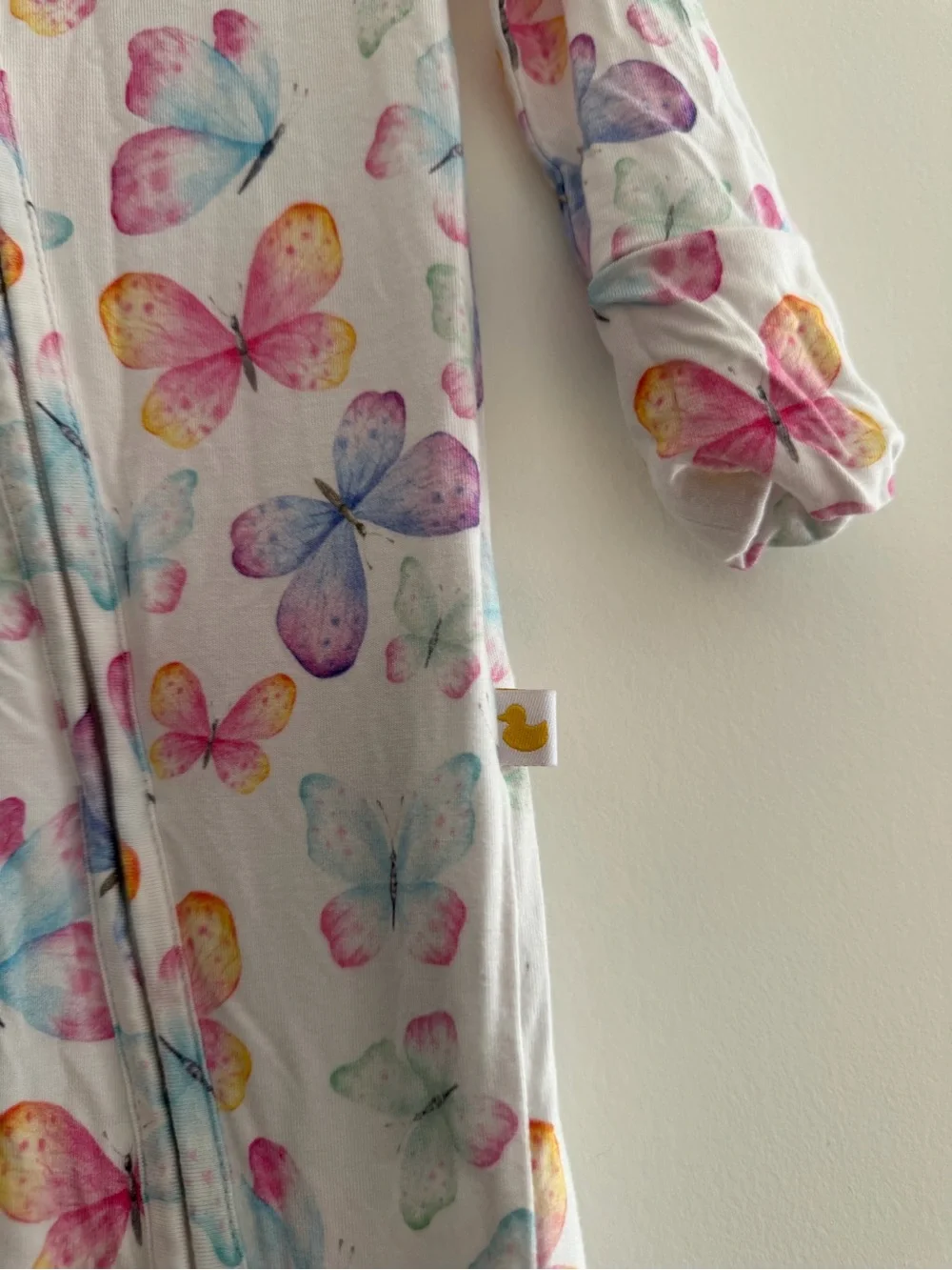 Posh Peanut Butterfly-Print Footed One-Piece Pajamas - White/Pastel size 12-18m